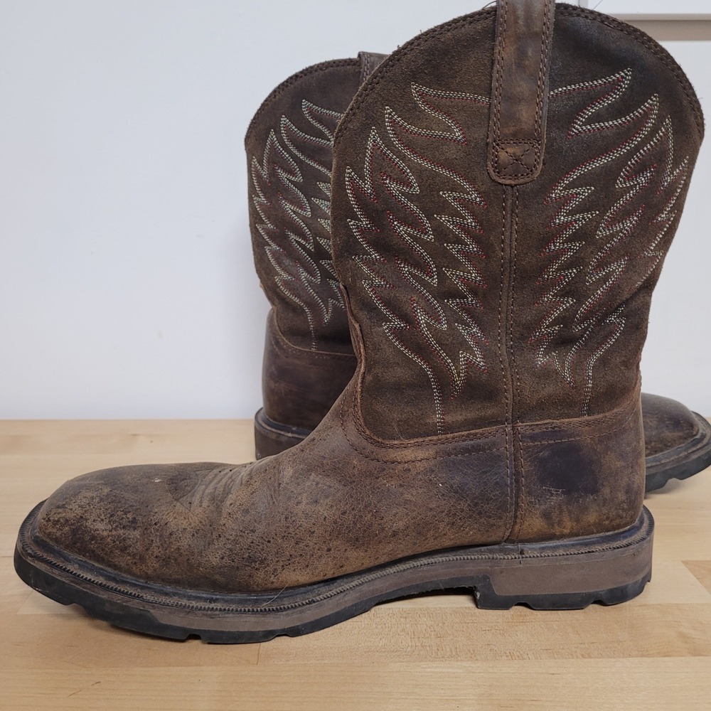 Ariat Work Groundbreaker Boots Mens 11EE Brown Leather Square Toe EH 10020059 - Picture 4 of 16